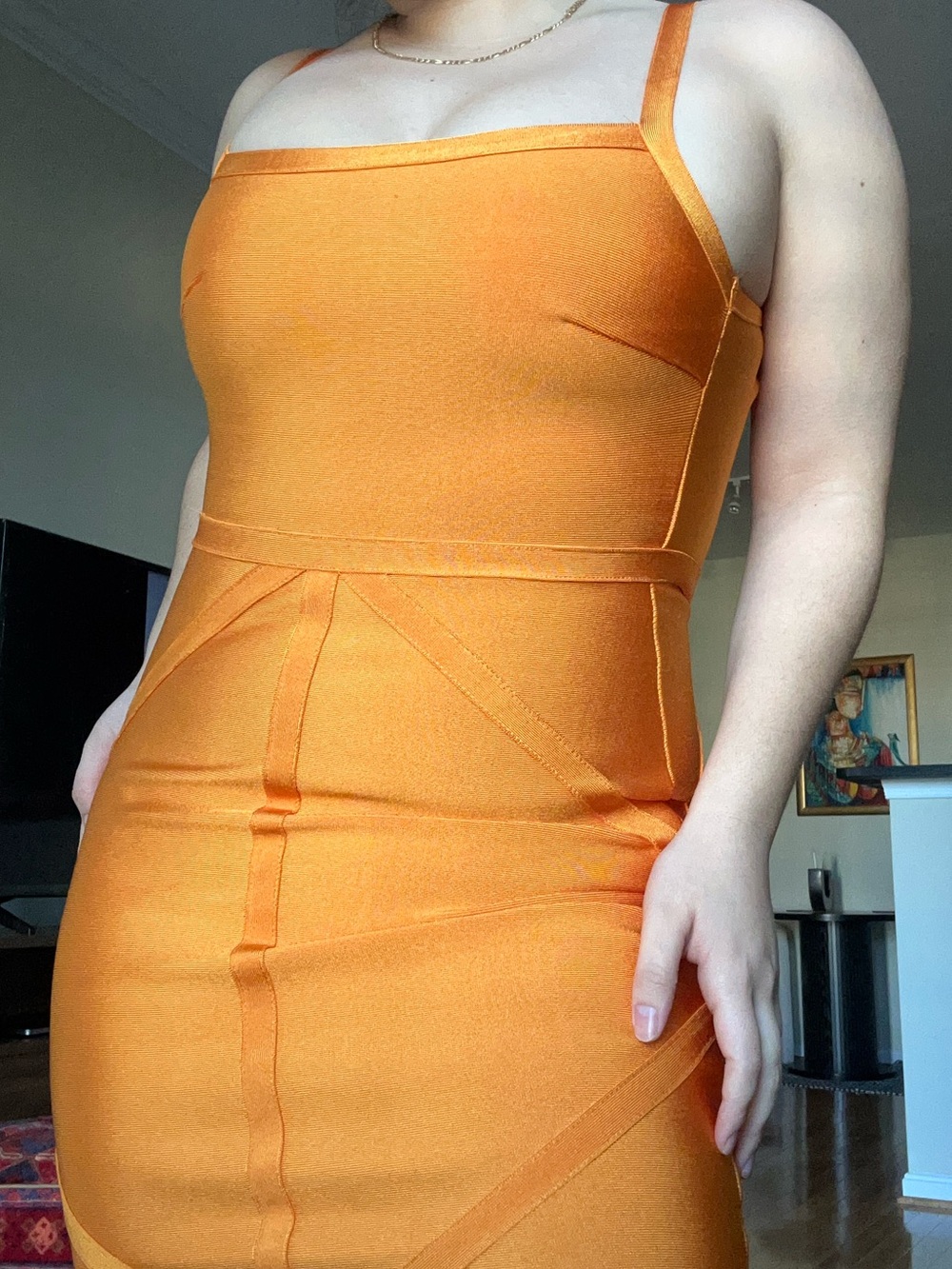 Pretty Little Thing Orange Bodycon Dress